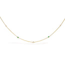 14K Yellow Gold Bezel Set Alternating Green Emerald and Diamond Station Necklace - 18" Inches-1
