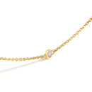 14K Yellow Gold Bezel Set Alternating Green Emerald and Diamond Station Necklace - 18" Inches-3