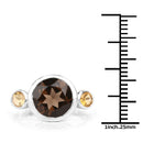 3.56 Carat Genuine Smoky Quartz and Citrine .925 Sterling Silver Ring-3