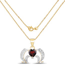14K Yellow Gold Plated 1.05 Carat Genuine Garnet and White Topaz .925 Sterling Silver Pendant-2