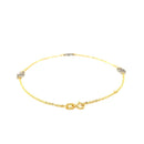 14k Two Tone Gold Entwined Heart Stationed Anklet-3