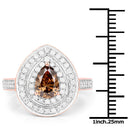 1.64 Carat Genuine Chocolate Brown Diamond and White Diamond 18K Rose Gold Ring-3