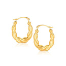 10k Yellow Gold Oval Twist Hoop Earrings-1