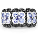 14K Yellow Gold Plated 2.60 Carat Genuine Tanzanite and Black Spinel .925 Sterling Silver Ring-3