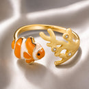 925 Sterling Silver Enamel Gold-Plated Ring for Women-1
