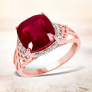 14K Rose Gold Plated 5.54 Carat Genuine Glass Filled Ruby & White Topaz .925 Sterling Silver Ring-1