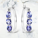 1.99 Carat Genuine Tanzanite and White Diamond .925 Sterling Silver Earrings-1