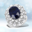10.64 Carat Dyed Sapphire and White Topaz .925 Sterling Silver Ring-1