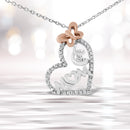 Two Tone .925 Sterling Silver 1/5 cttw Diamond "Mom" and Heart Pendant Necklace (H-I, I1-I2)-1