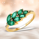 0.68 Carat Genuine Zambian Emerald and White Diamond 14K Yellow Gold Ring-1