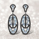 13.80 Carat Genuine Blue Topaz and Black Spinel .925 Sterling Silver Earrings-1