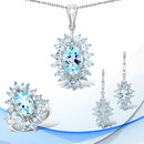 19.18 Carat Genuine Blue Topaz .925 Sterling Silver 3 Piece Jewelry Set (Ring, Earrings, and Pendant w/ Chain)-1