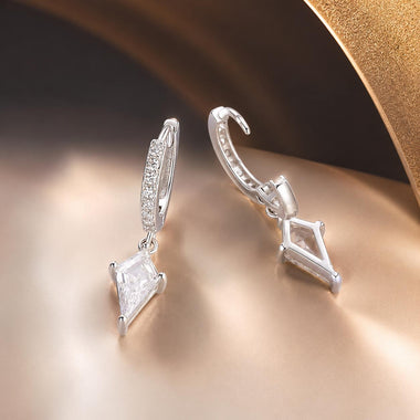 925 Sterling Silver White Gold Plated Earrings with CZ for Women - 0