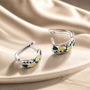 925 Sterling Silver Earrings for Women - Enamel Process - Oxidized Silver - 1.4x0.6 cm-2
