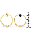 0.38 Carat Genuine Blue Sapphire and White Diamond 10K Yellow Gold Earrings-3