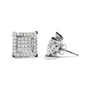 10K White Gold 1 1/4 Cttw Princess Diamond Composite Double Square and Halo Stud Earrings (I-J Color, I1-I2 Clarity)-3