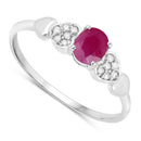 0.36 Carat Genuine Ruby and White Diamond 14K White Gold Ring-2