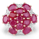 14K Rose Gold Plated 4.52 Carat Genuine Glass Filled Ruby .925 Sterling Silver Ring-3