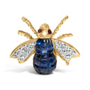 18K Yellow Gold 3/8 Cttw Diamond and 5 4/5 Cttw Blue Sapphire Bumblebee Brooch Pin (F-G Color, VS2-SI1 Clarity)-1