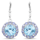 9.96 Carat Genuine Blue Topaz and Tanzanite .925 Sterling Silver Earrings-2