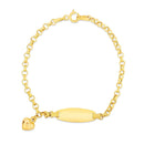 14k Yellow Gold Heart Accented Children's Cable Chain ID Bracelet-2