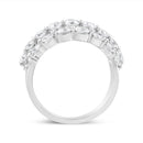 10K White Gold 2 1/2 Cttw Round Natural Diamond 3 Row Band Ring (I-J Color, I1-I2 Clarity) - Ring Size 7-4