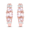 1.32 Carat Genuine Morganite and White Topaz .925 Sterling Silver Earrings-3