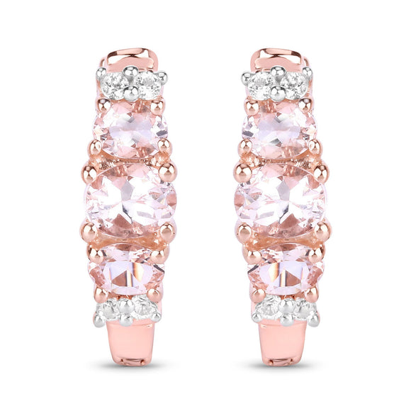 1.32 Carat Genuine Morganite and White Topaz .925 Sterling Silver Earrings