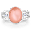 6.54 Carat Genuine Peach Moonstone and Tanzanite .925 Sterling Silver Ring-3
