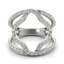 14k White Gold Diamond Flower Style Dual Band Ring (5/8 cttw)-2