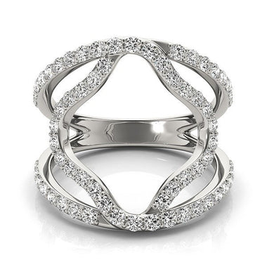 14k White Gold Diamond Flower Style Dual Band Ring (5/8 cttw) - 0