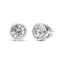 14K White Gold 1.0 Cttw Lab Grown Diamond Screw-Back Classic Bezel Solitaire Stud Earrings (G-H Color, VS2-SI1 Clarity)-2