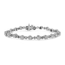 .925 Sterling Silver 1.0 Cttw Diamond Swirl Beaded Link Bracelet (I-J Color, I3-Promo Clarity) - 7.25" Inches-1