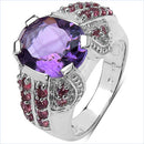 5.37 Carat Genuine Amethyst & Rhodolite .925 Sterling Silver Ring-2