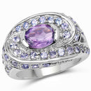 2.76 Carat Genuine Amethyst and Tanzanite .925 Sterling Silver Ring-1