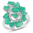 3.57 Carat Genuine Emerald and White Diamond .925 Sterling Silver Ring-1