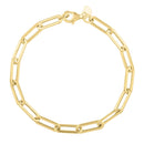 14k Yellow Gold Long Domed Paperclip Chain Bracelet (4.80 mm)-2