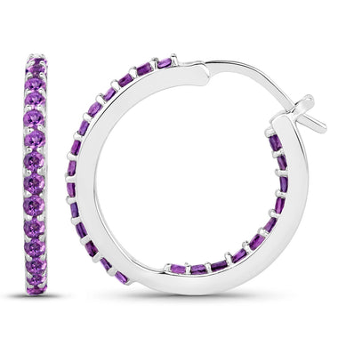 1.44 Carat Genuine Amethyst .925 Sterling Silver Earrings - 0