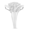 10K White Gold Diamond Bypass Cluster Ring (1 Cttw, I-J Color, I2-I3 Clarity) - Size 7-5