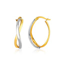 14k Two-Tone Gold Twisted Style Polished Hoop Earrings-1