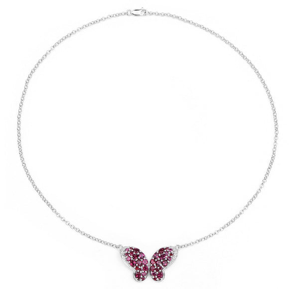 4.15 Carat Genuine Rhodolite and White Topaz .925 Sterling Silver Pendant