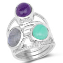 4.00 Carat Genuine Multi Stone .925 Sterling Silver Ring-1