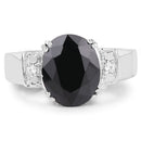 5.29 Carat Genuine Black Sapphire and White Topaz .925 Sterling Silver Ring-3