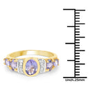 14K Yellow Gold Plated 1.64 Carat Genuine Tanzanite & White Topaz .925 Sterling Silver Ring-3