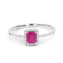 0.58 Carat Genuine Ruby and White Diamond 14K White Gold Ring-3