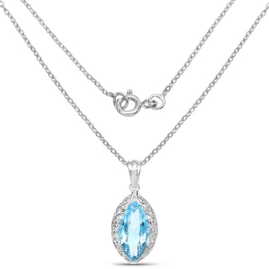 8.22 Carat Genuine Swiss Blue Topaz .925 Sterling Silver Pendant - 0