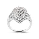 10K White Gold 1/2 Cttw Diamond Pear Shaped Cluster Ring (H-I Color, I1-I2 Clarity) - Ring Size 7-1