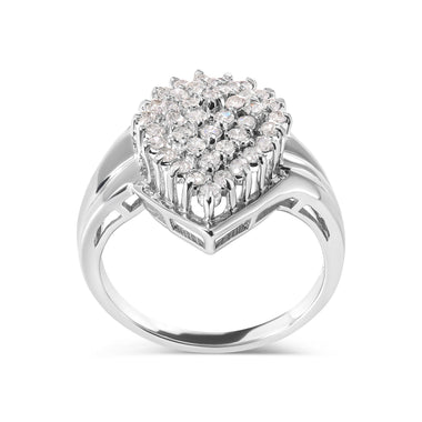 10K White Gold 1/2 Cttw Diamond Pear Shaped Cluster Ring (H-I Color, I1-I2 Clarity) - Ring Size 7