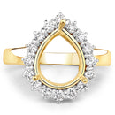 0.48 Carat Genuine White Diamond 14K Yellow Gold Semi Mount Ring - holds 11x9mm Pear Gemstone-4