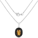 5.85 Carat Genuine Citrine and Black Spinel .925 Sterling Silver Pendant-2